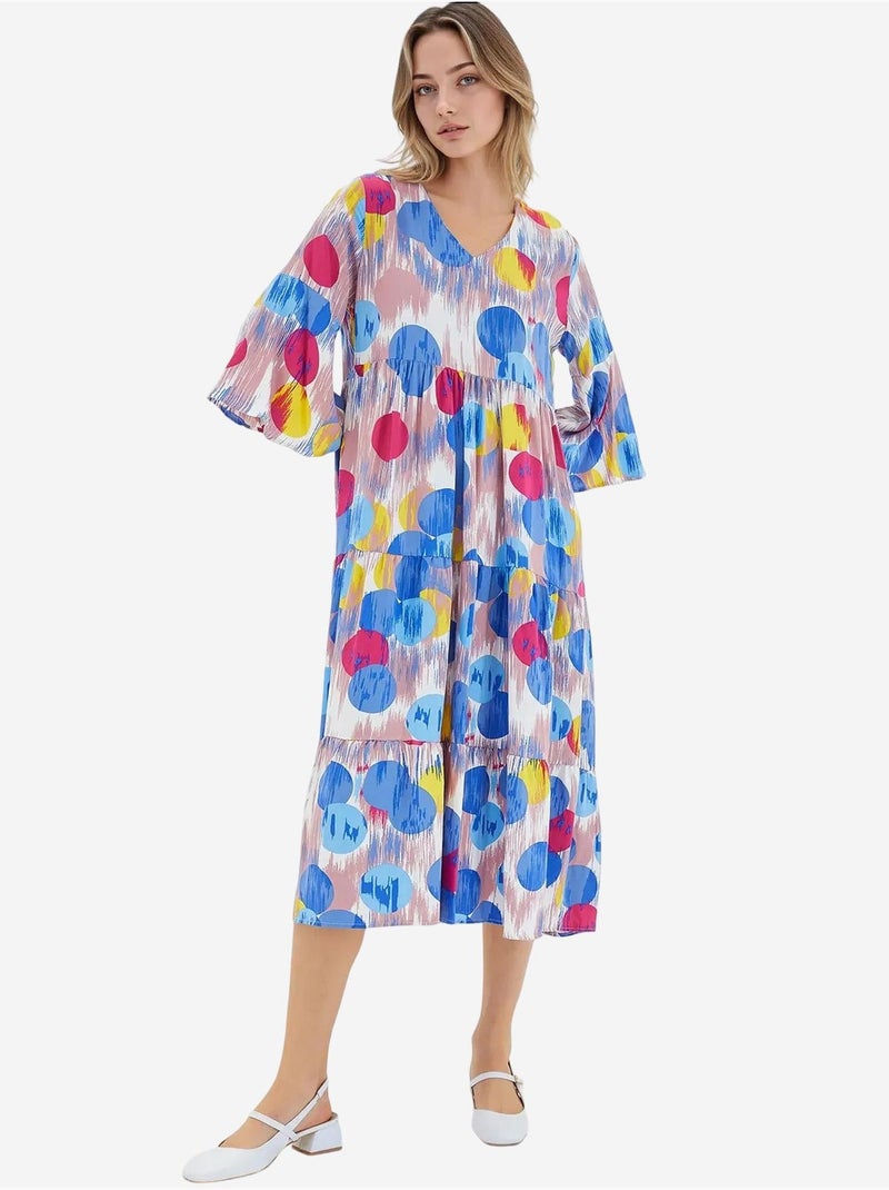 Robe en viscose à manches courtes et motifs bleu roi rouge bdart Bleu - Kiabi