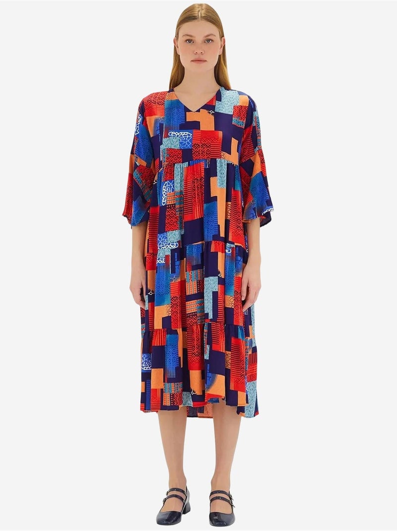 Robe en viscose à manches courtes et motifs bleu roi rouge bdart Rouge - Kiabi