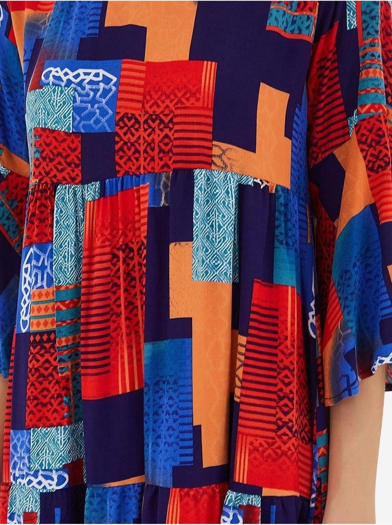 Robe en viscose à manches courtes et motifs bleu roi rouge bdart Rouge - Kiabi