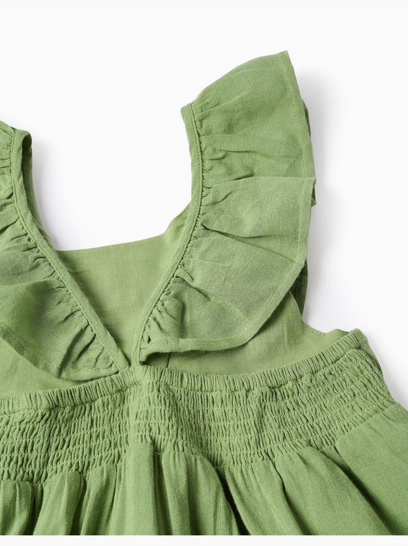 Robe en Viscose, Coton et Lin avec Volants Vert clair - Kiabi