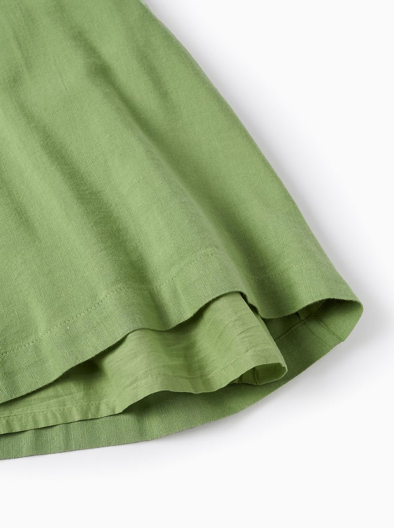 Robe en Viscose, Coton et Lin avec Volants Vert clair - Kiabi