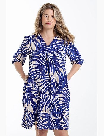Robe en viscose imprimé feuillage