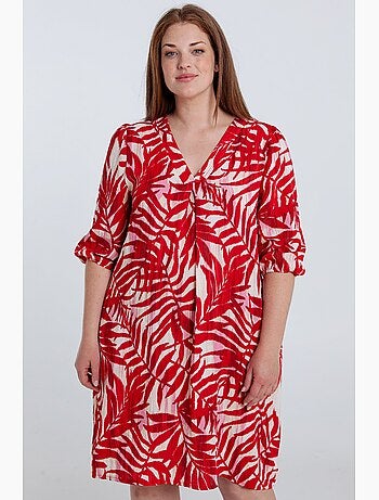 Robe en viscose imprimé feuillage