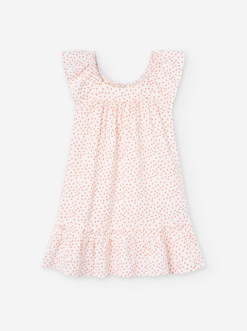 Robe en Voile à Pois avec Volants Blanc - Kiabi