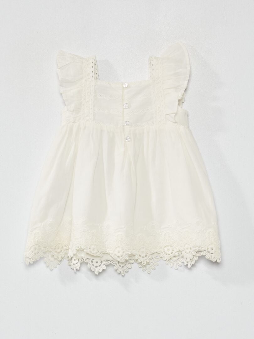 Robe en voile de coton blanc - Kiabi