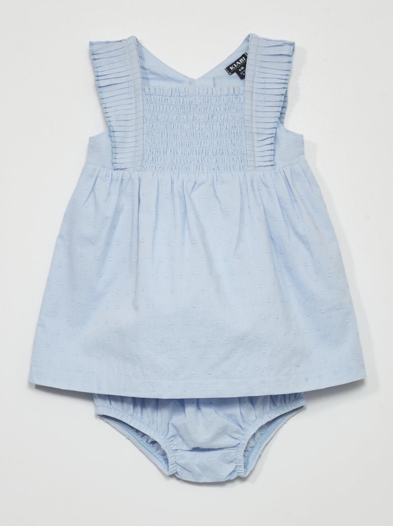 Robe en voile de coton + culotte - 2 pièces Bleu - Kiabi