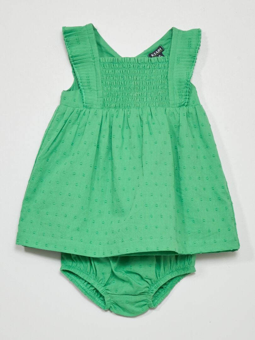 Robe en voile de coton + culotte - 2 pièces Vert - Kiabi