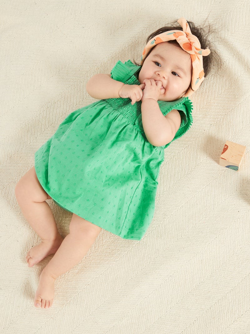 Robe en voile de coton + culotte - 2 pièces Vert - Kiabi