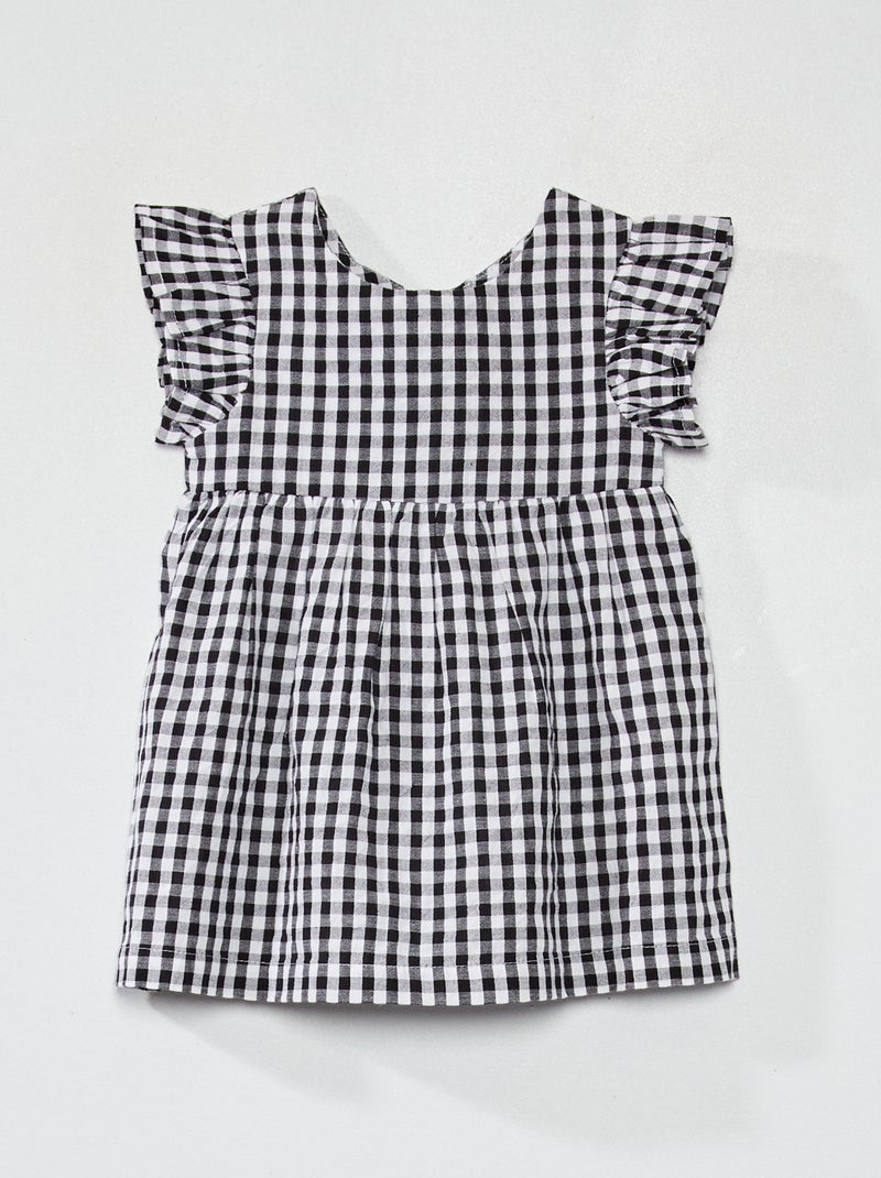 Robe en voile de coton Noir - Kiabi