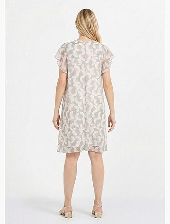 Robe en voile fil métallisé motif ginkgo - Afibel