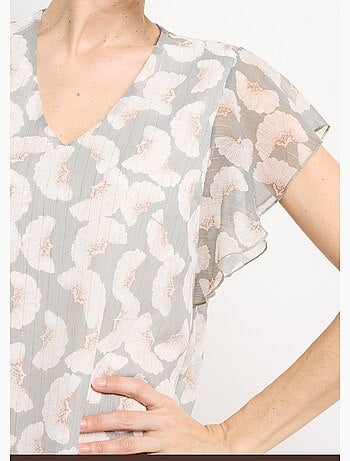 Robe en voile fil métallisé motif ginkgo - Afibel