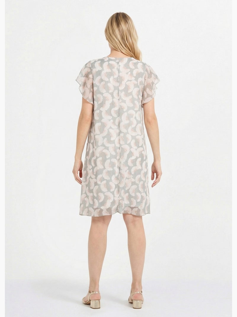 Robe en voile fil métallisé motif ginkgo - Afibel Ecru - Kiabi