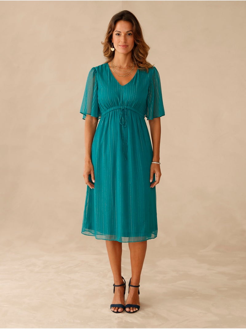 Robe en voile manches papillon - DAXON Vert émeraude - Kiabi