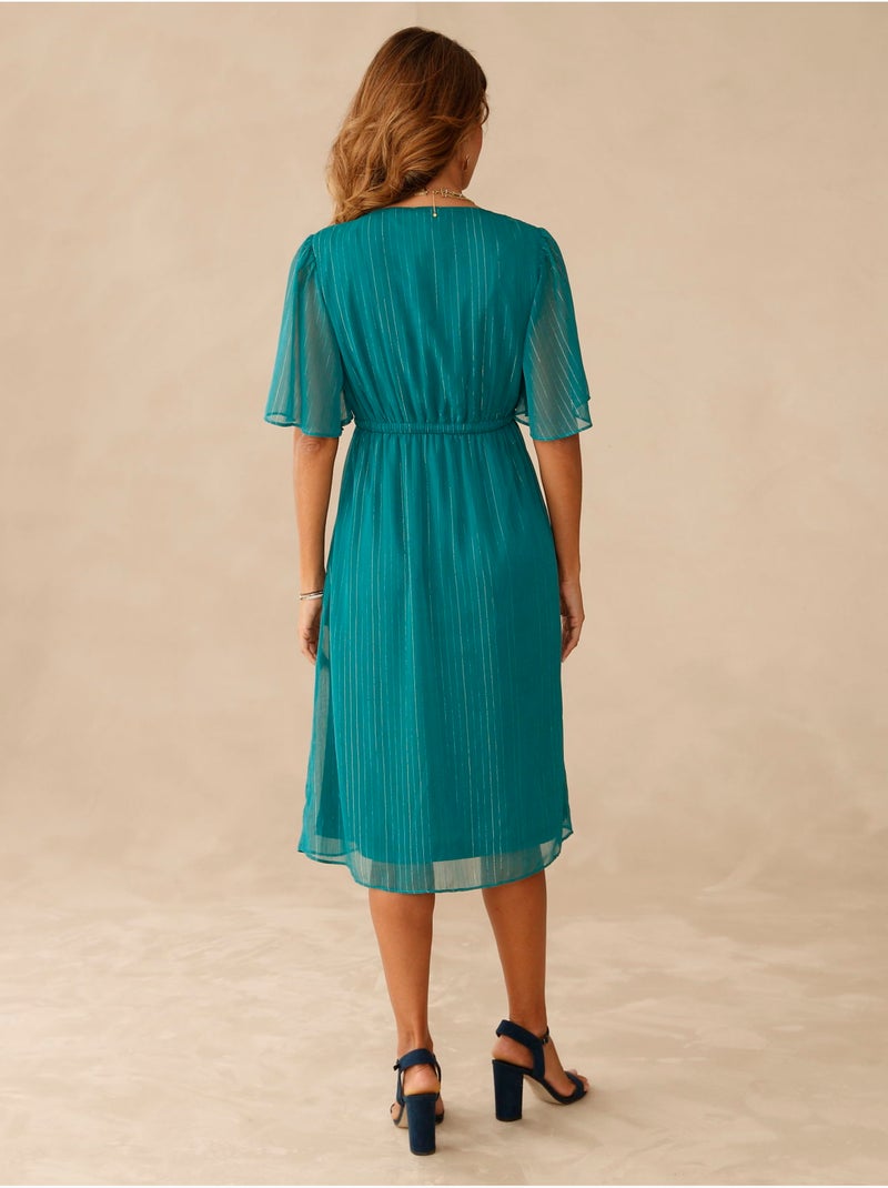 Robe en voile manches papillon - DAXON Vert émeraude - Kiabi