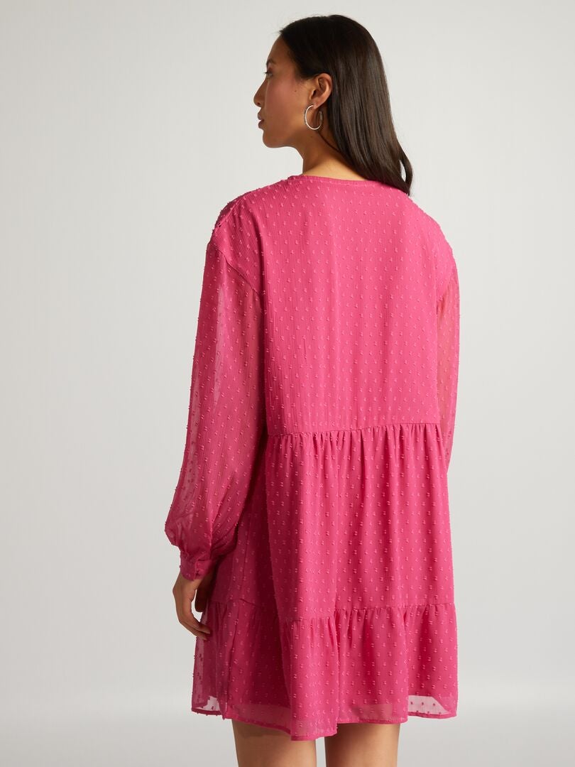 Chemisier Vaporeux En Voile Plumetis Rose Avec Top Assorti - Taille 38, Occasion Très Bon état