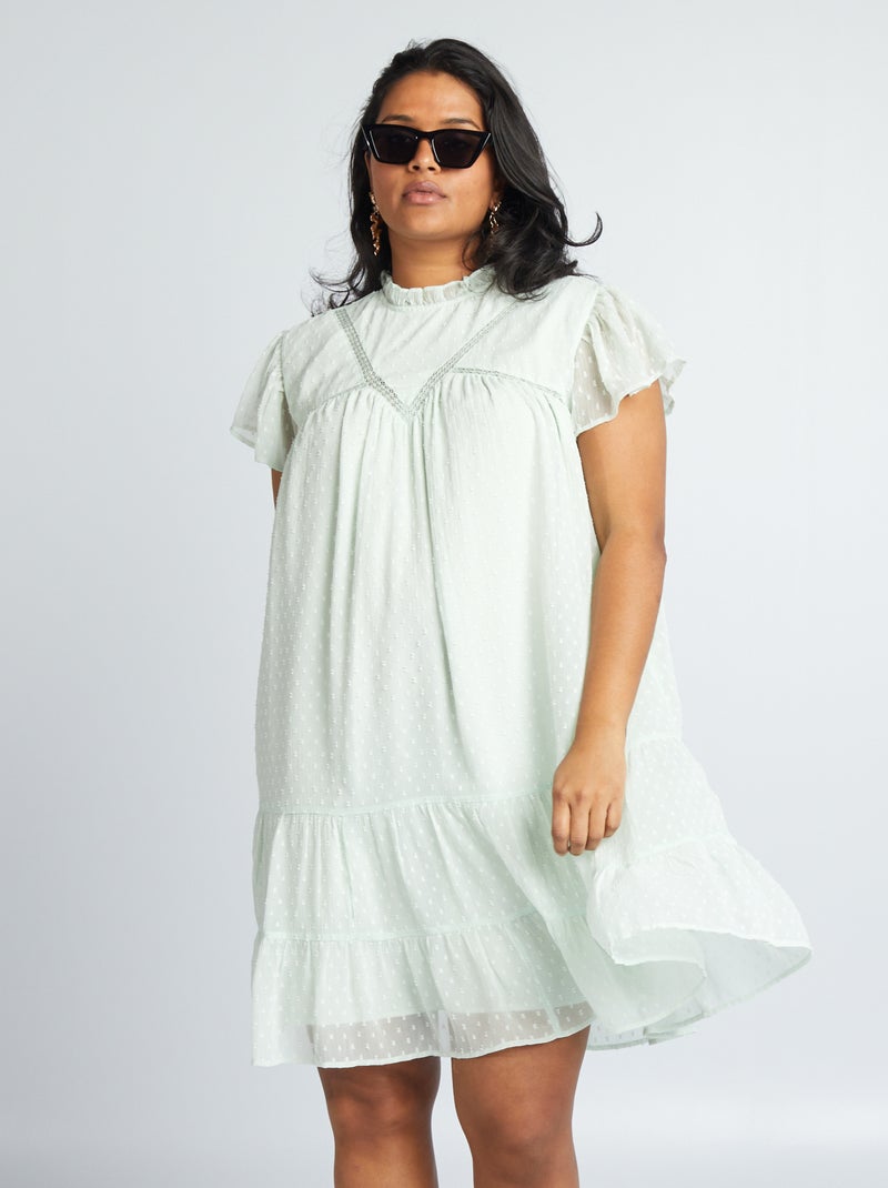 Robe en voile 'plumetis' Vert - Kiabi