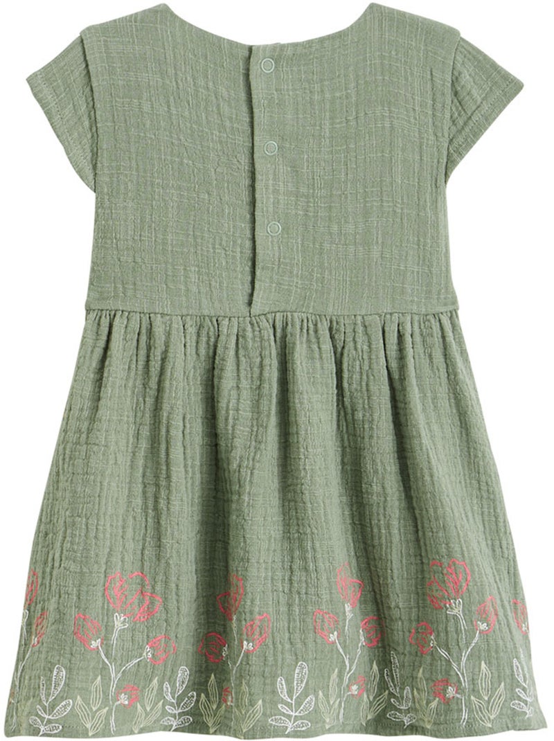 Robe enfant en gaze de coton Anaelle Kaki - Kiabi