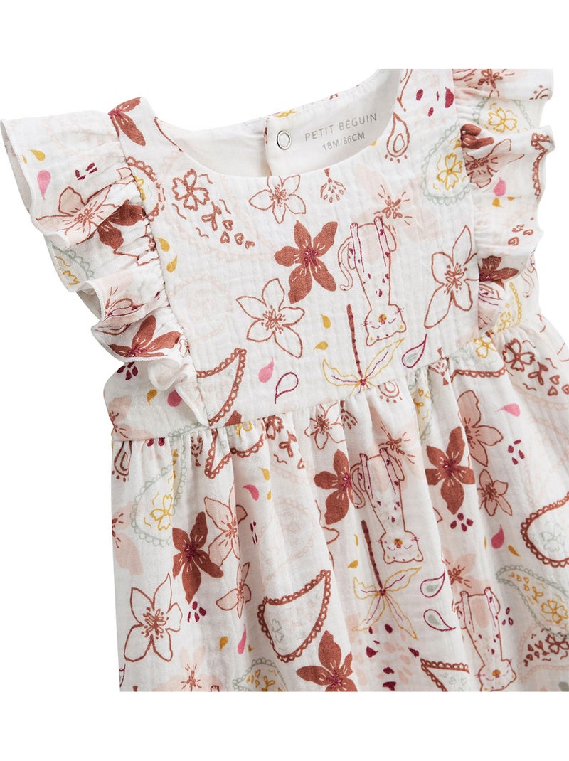 Robe enfant en gaze de coton Arizona Ecru - Kiabi