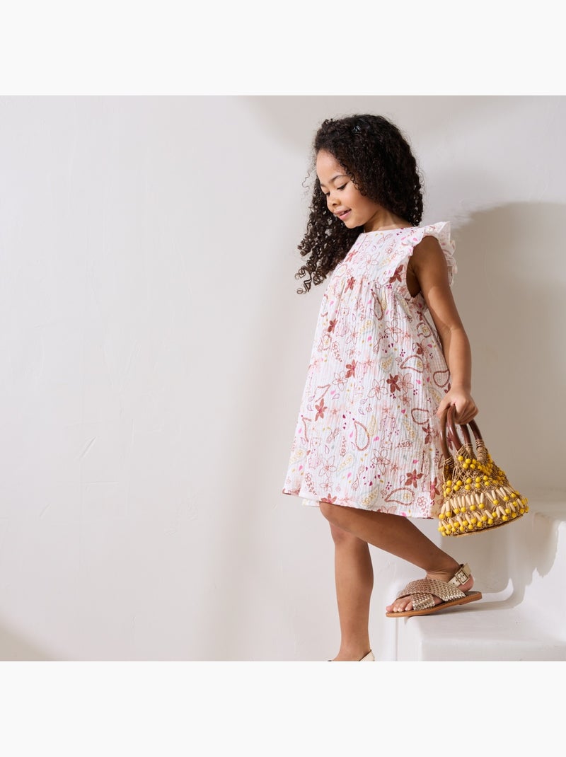 Robe enfant en gaze de coton Arizona Ecru - Kiabi