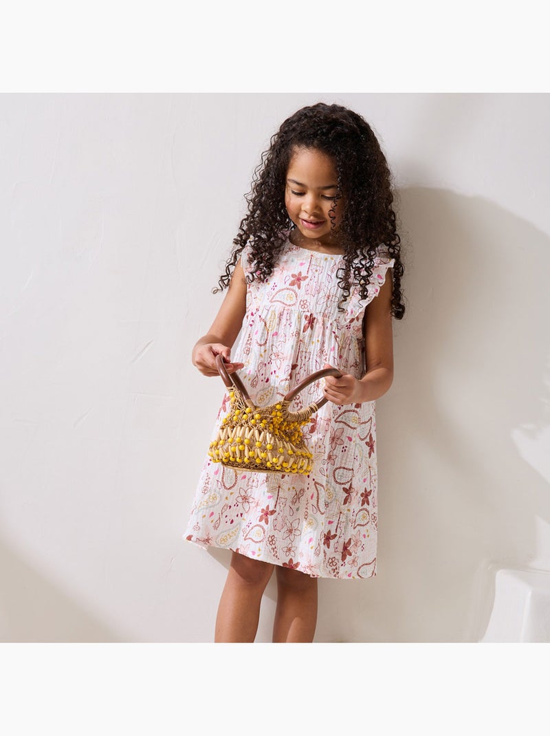Robe enfant en gaze de coton Arizona Ecru - Kiabi