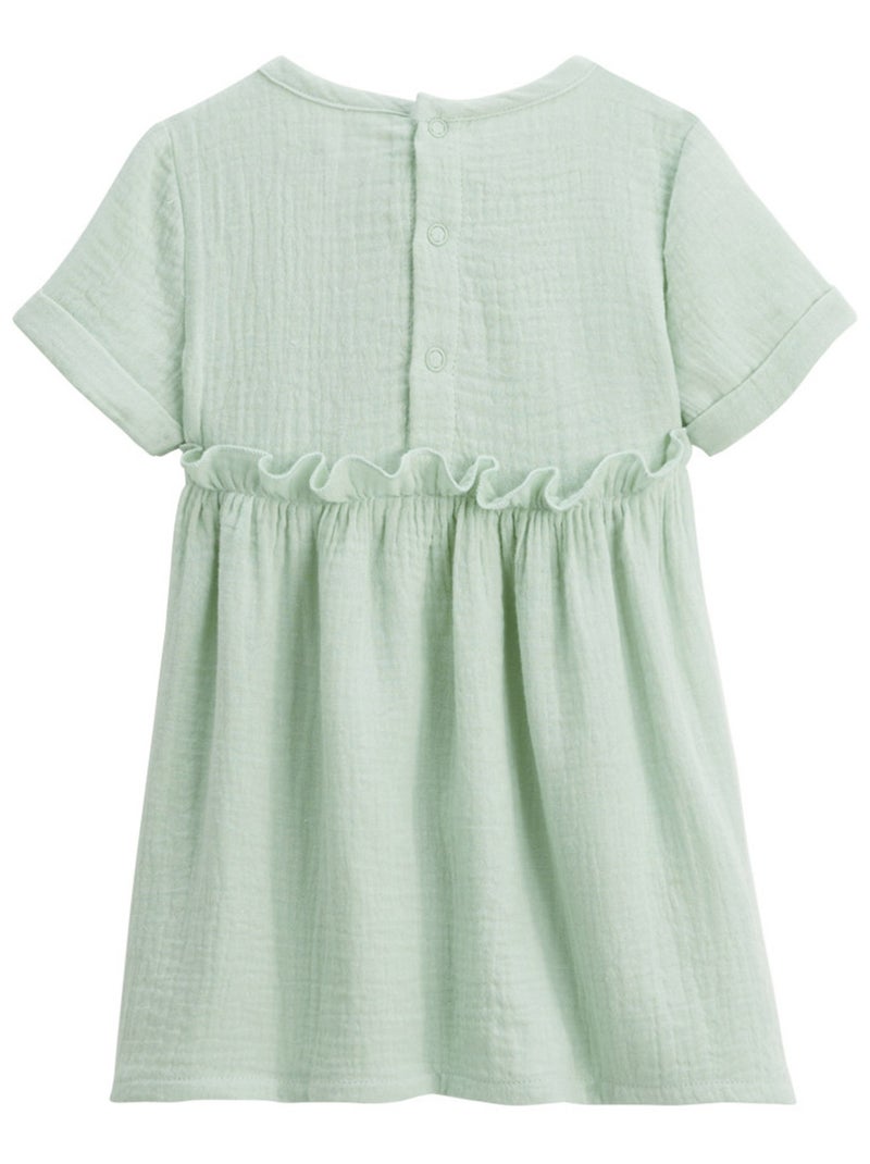 Robe enfant en gaze de coton Arya Vert - Kiabi