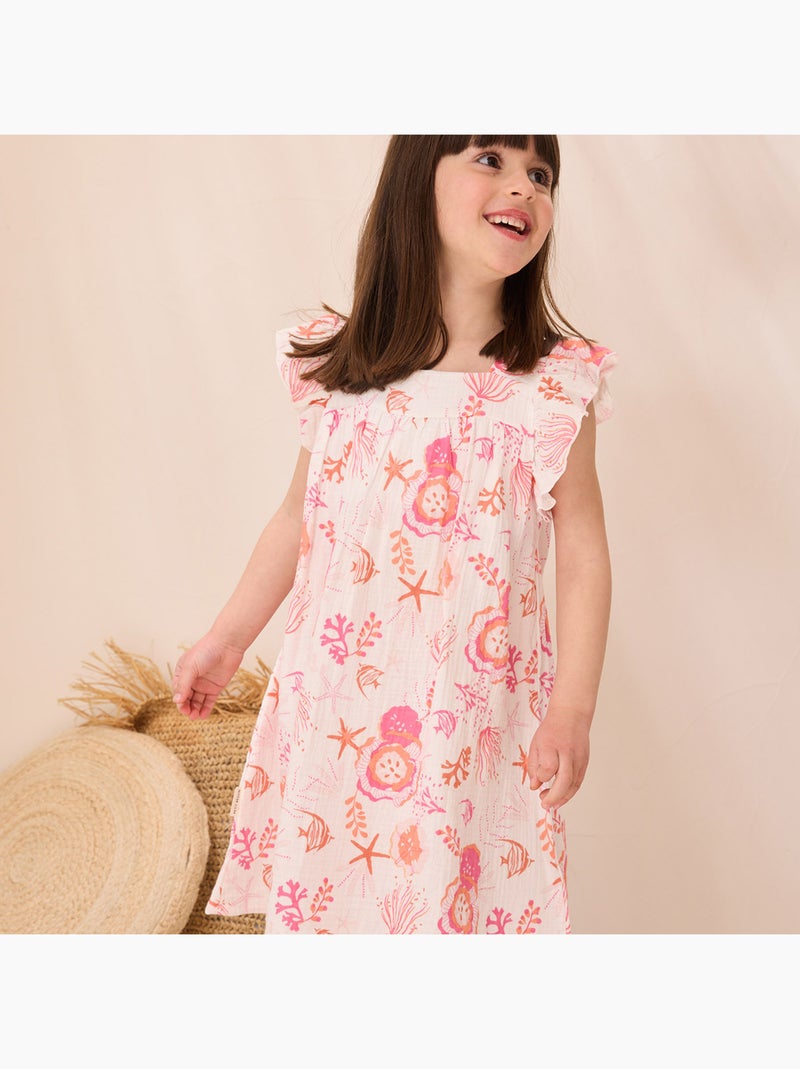 Robe enfant en gaze de coton Bahamas Ecru - Kiabi