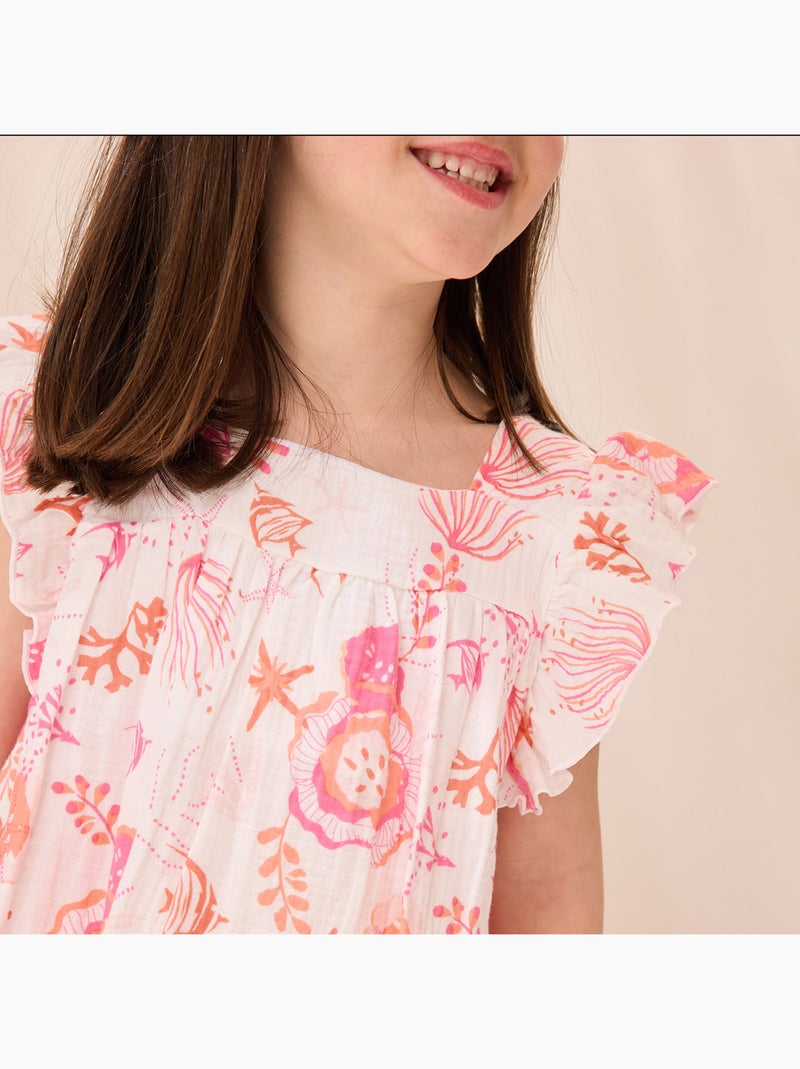 Robe enfant en gaze de coton Bahamas Ecru - Kiabi