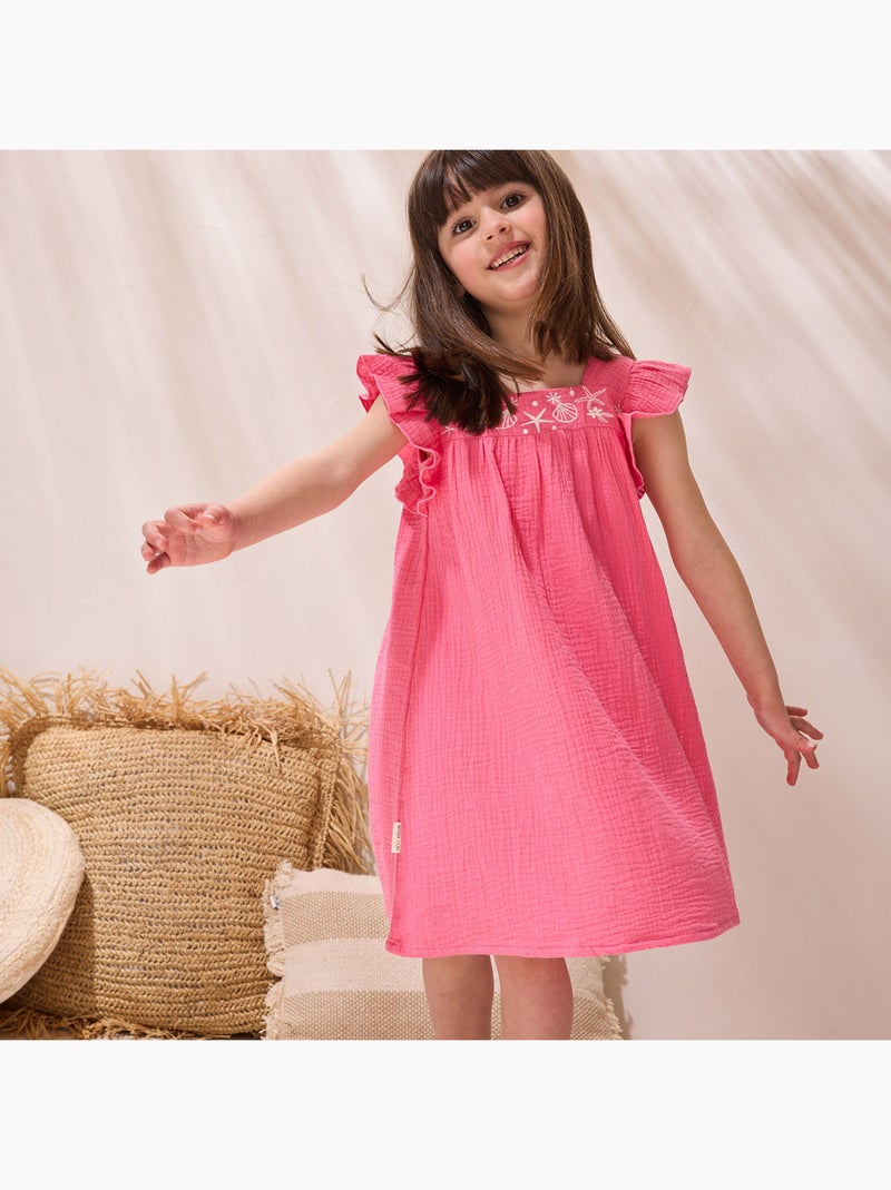 Robe enfant en gaze de coton Bahamas Rose - Kiabi