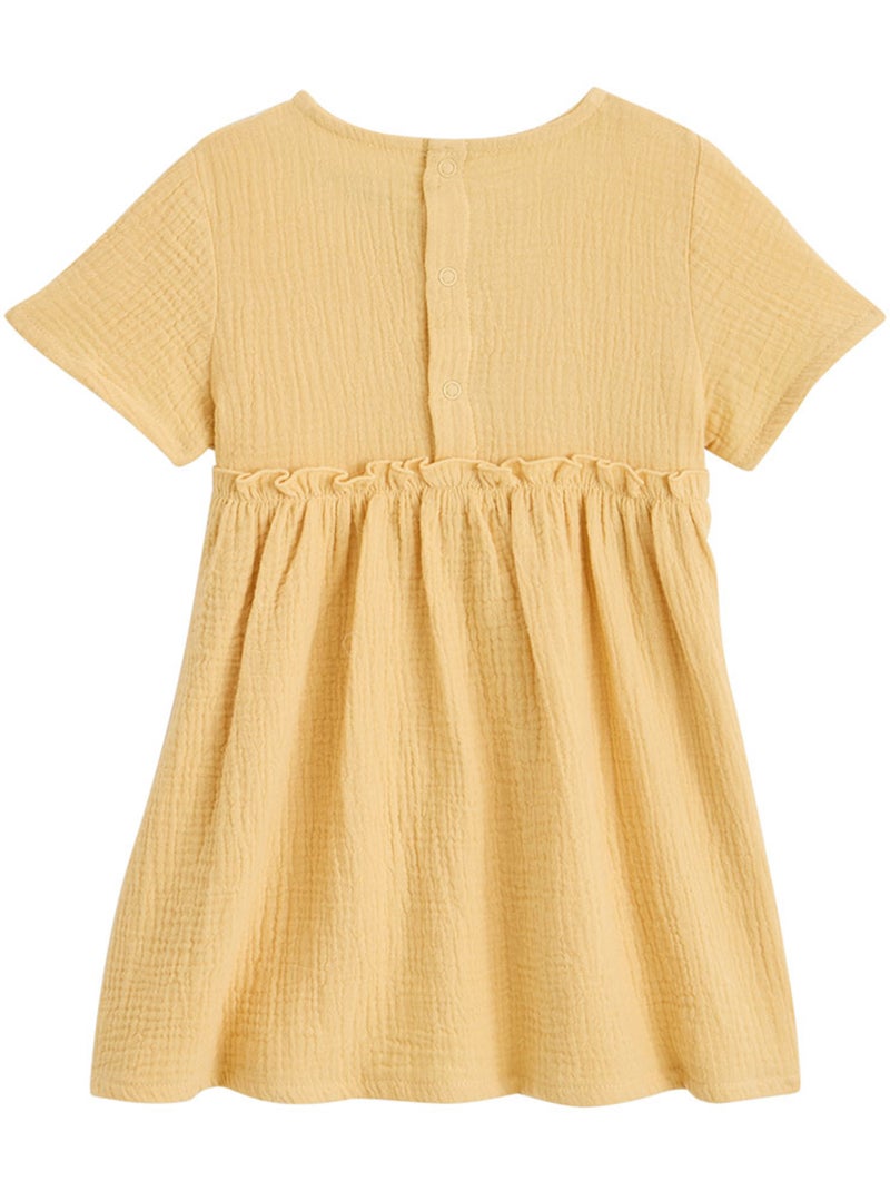 Robe enfant en gaze de coton Camila Jaune - Kiabi