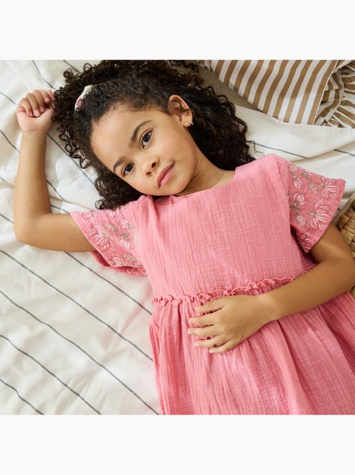 Robe enfant en gaze de coton + chouchou Anaelle - Kiabi