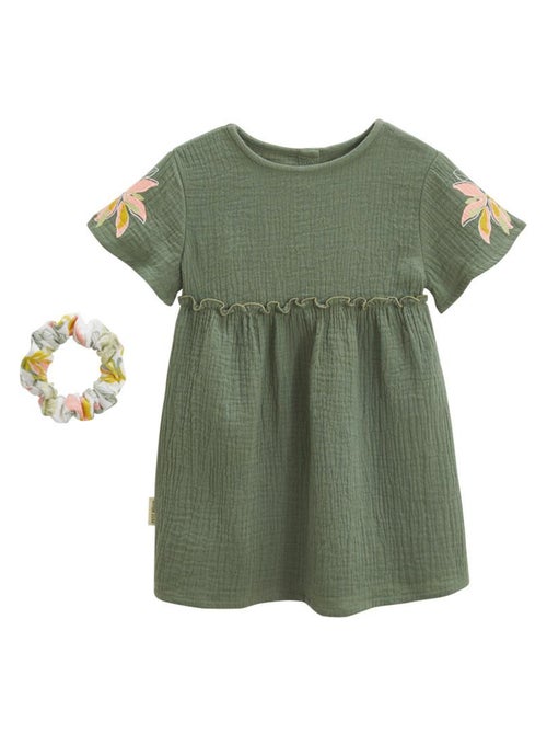 Robe enfant en gaze de coton + chouchou Pivoina - Kiabi