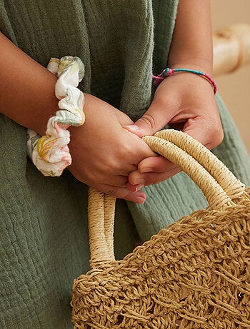 Robe enfant en gaze de coton + chouchou Pivoina
