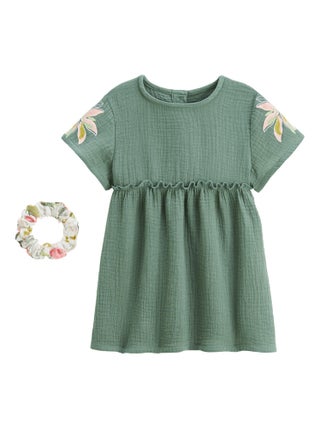 Robe enfant en gaze de coton + chouchou Pivoina