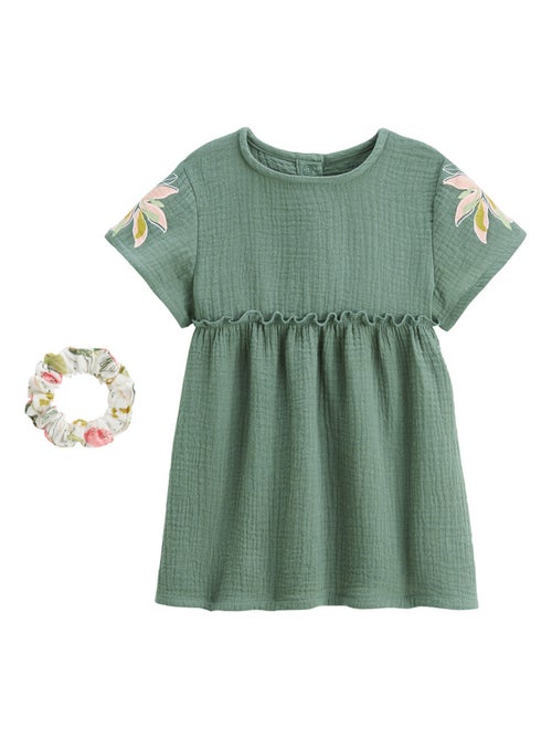 Robe enfant en gaze de coton + chouchou Pivoina - Kiabi