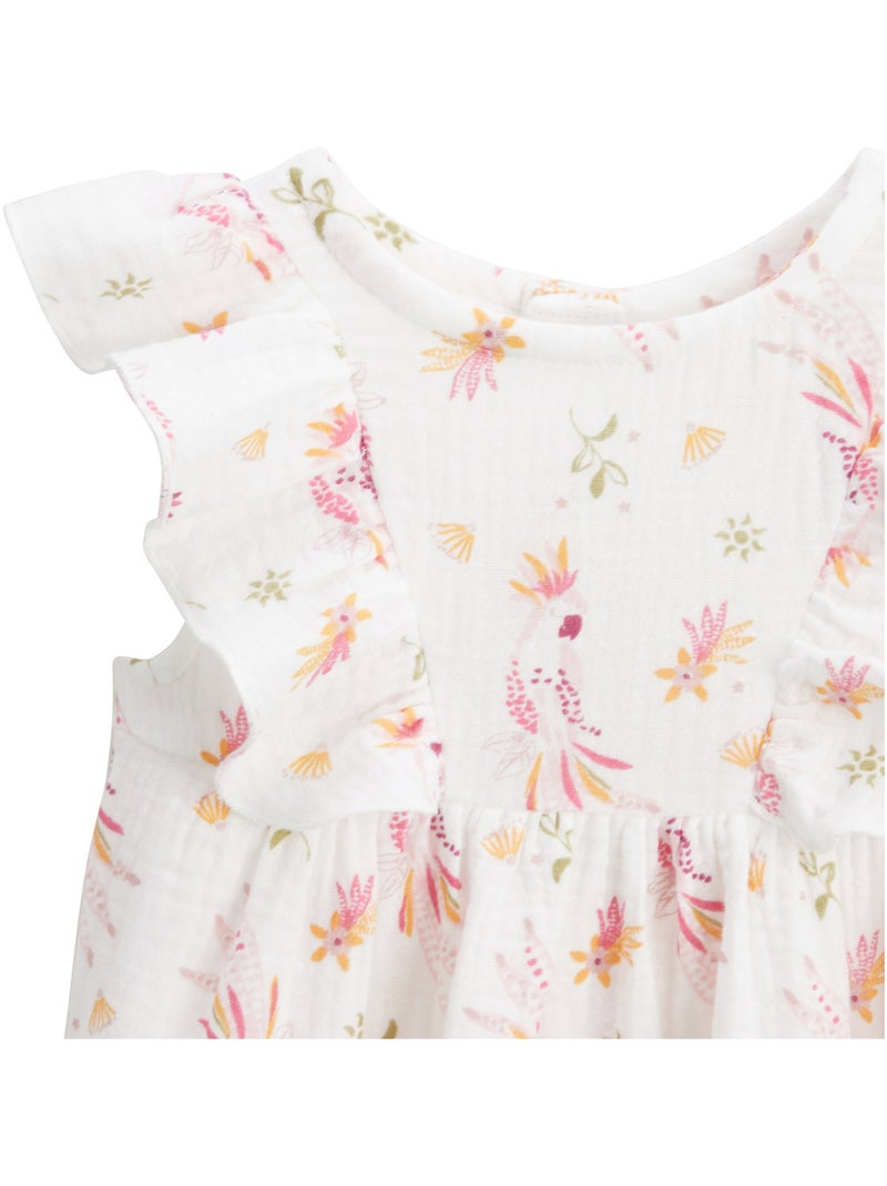 Robe enfant en gaze de coton Fiesta Ecru - Kiabi