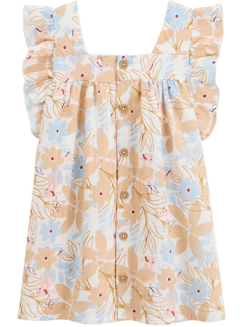 Robe enfant en gaze de coton Praline Peche - Kiabi