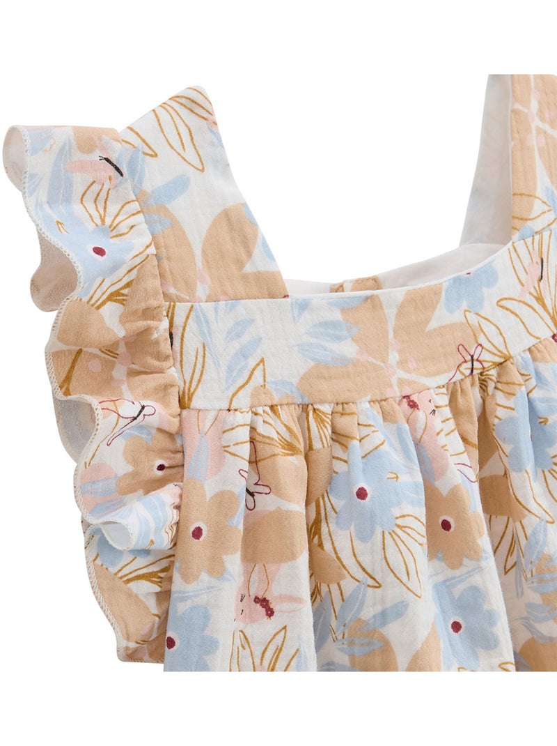 Robe enfant en gaze de coton Praline Peche - Kiabi
