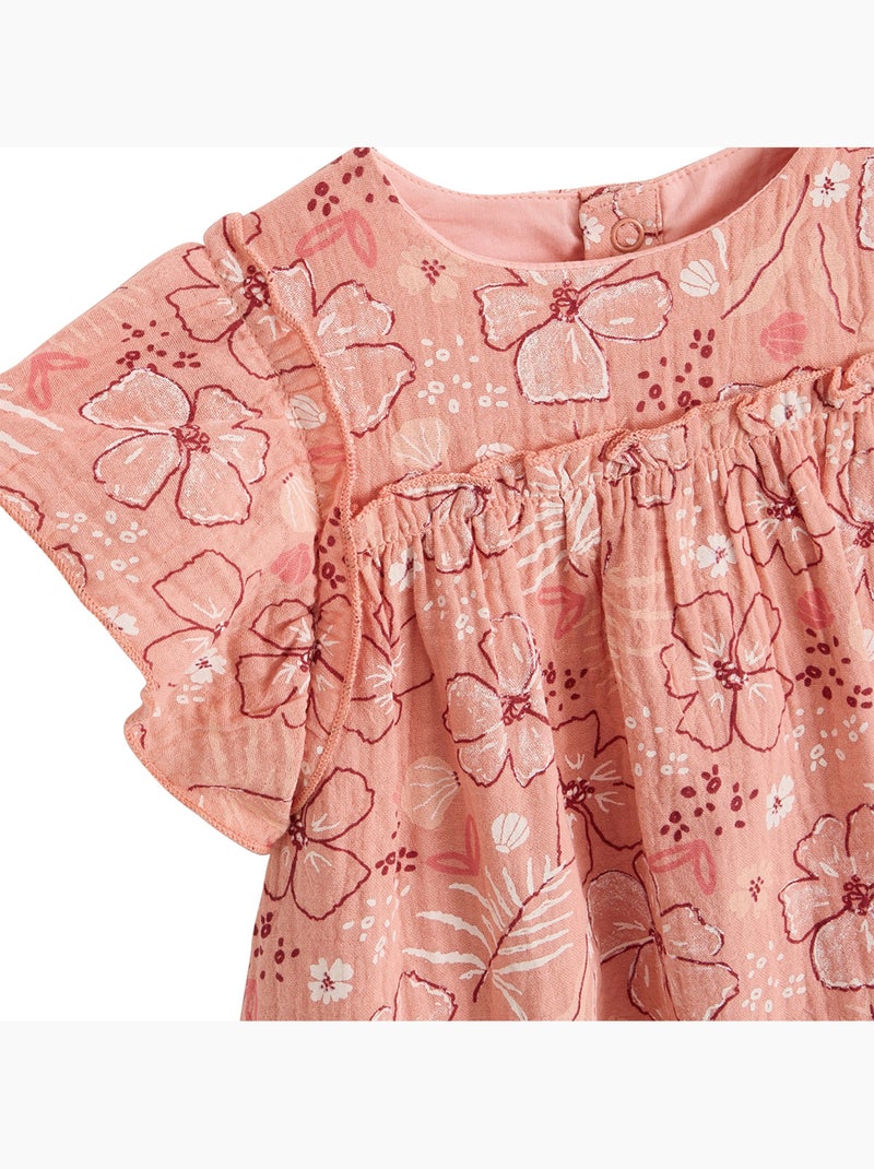 Robe enfant en gaze de coton Santa Giulia Corail - Kiabi