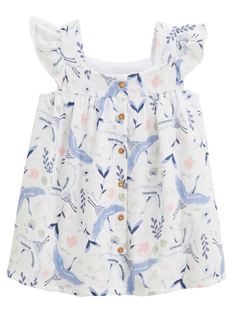 Robe enfant en gaze de coton Tiana Ecru - Kiabi