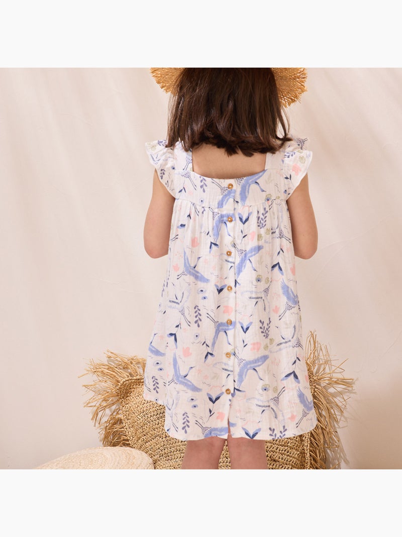 Robe enfant en gaze de coton Tiana Ecru - Kiabi