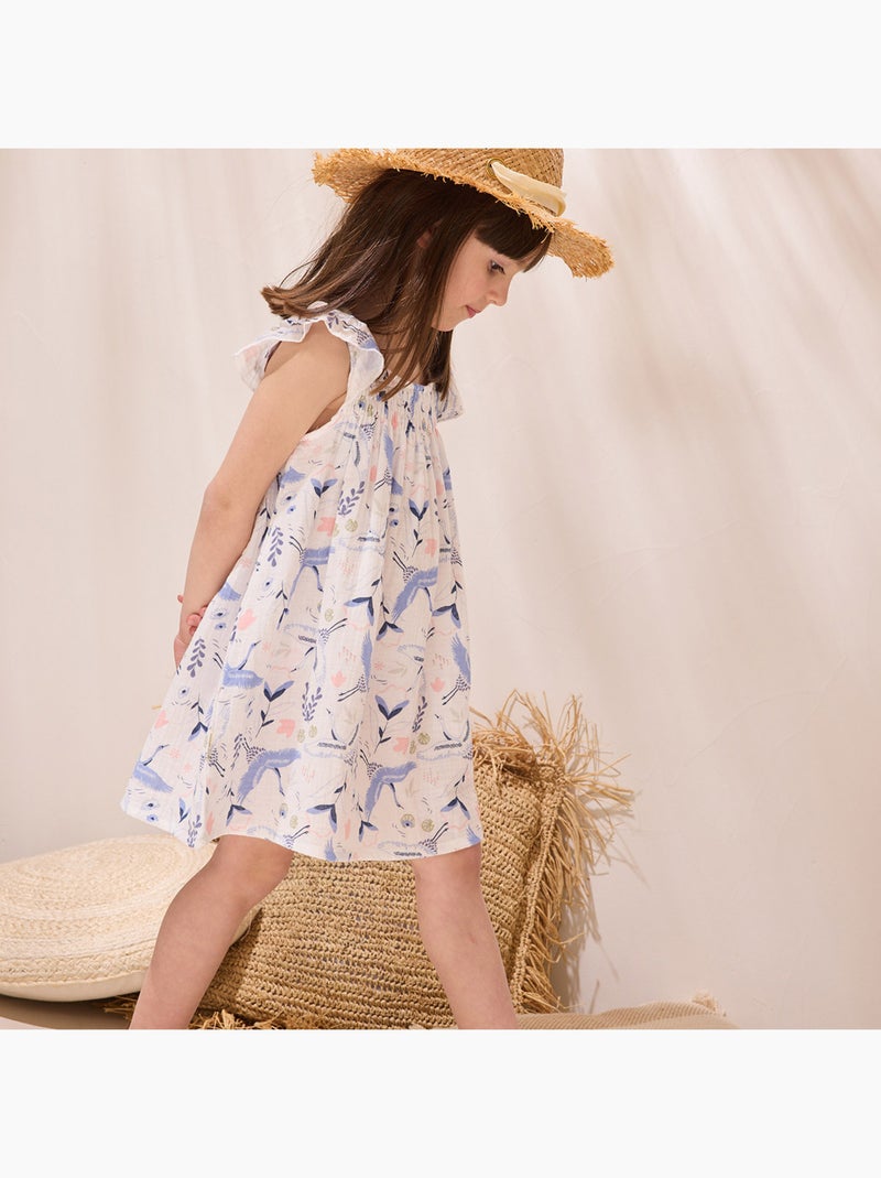 Robe enfant en gaze de coton Tiana Ecru - Kiabi