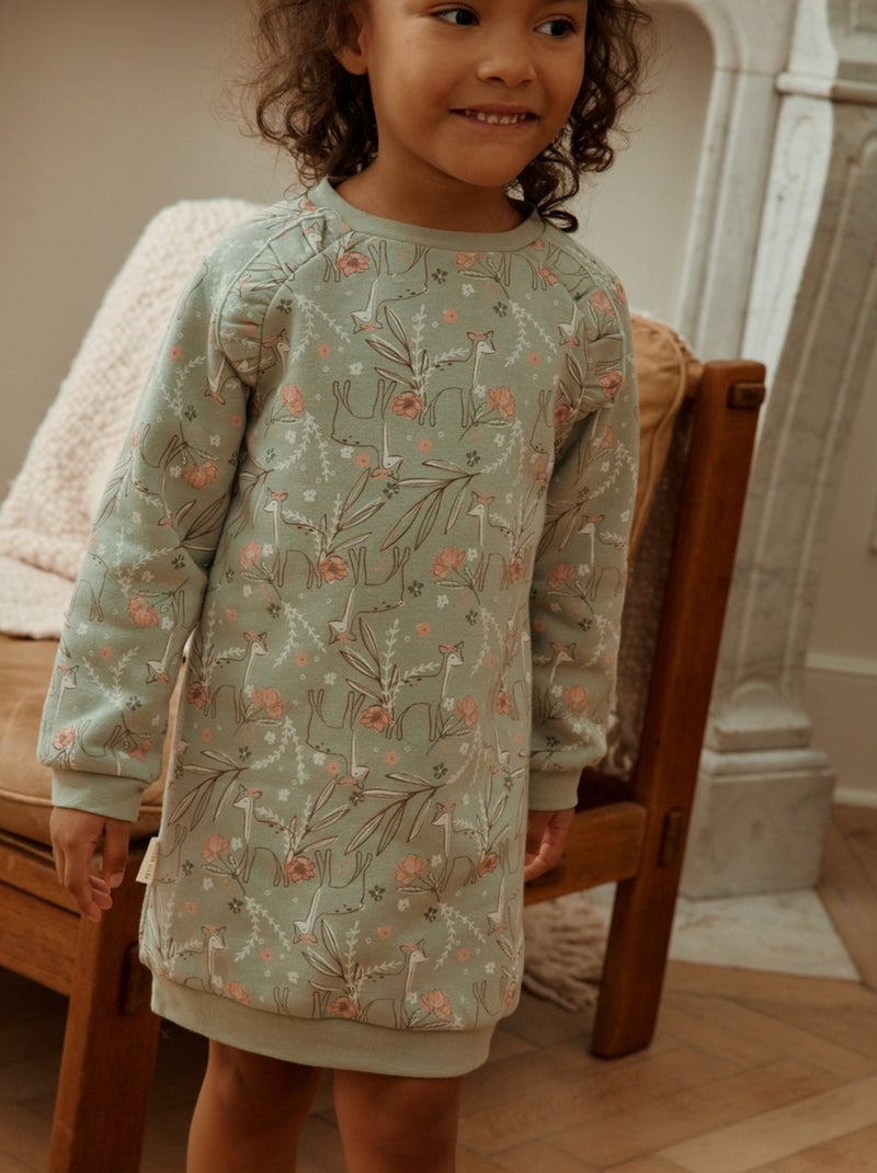 Robe enfant en molleton Lison Vert - Kiabi