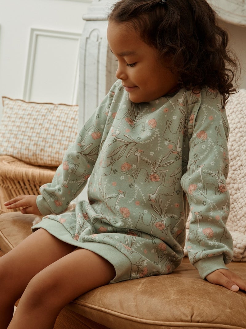 Robe enfant en molleton Lison Vert - Kiabi