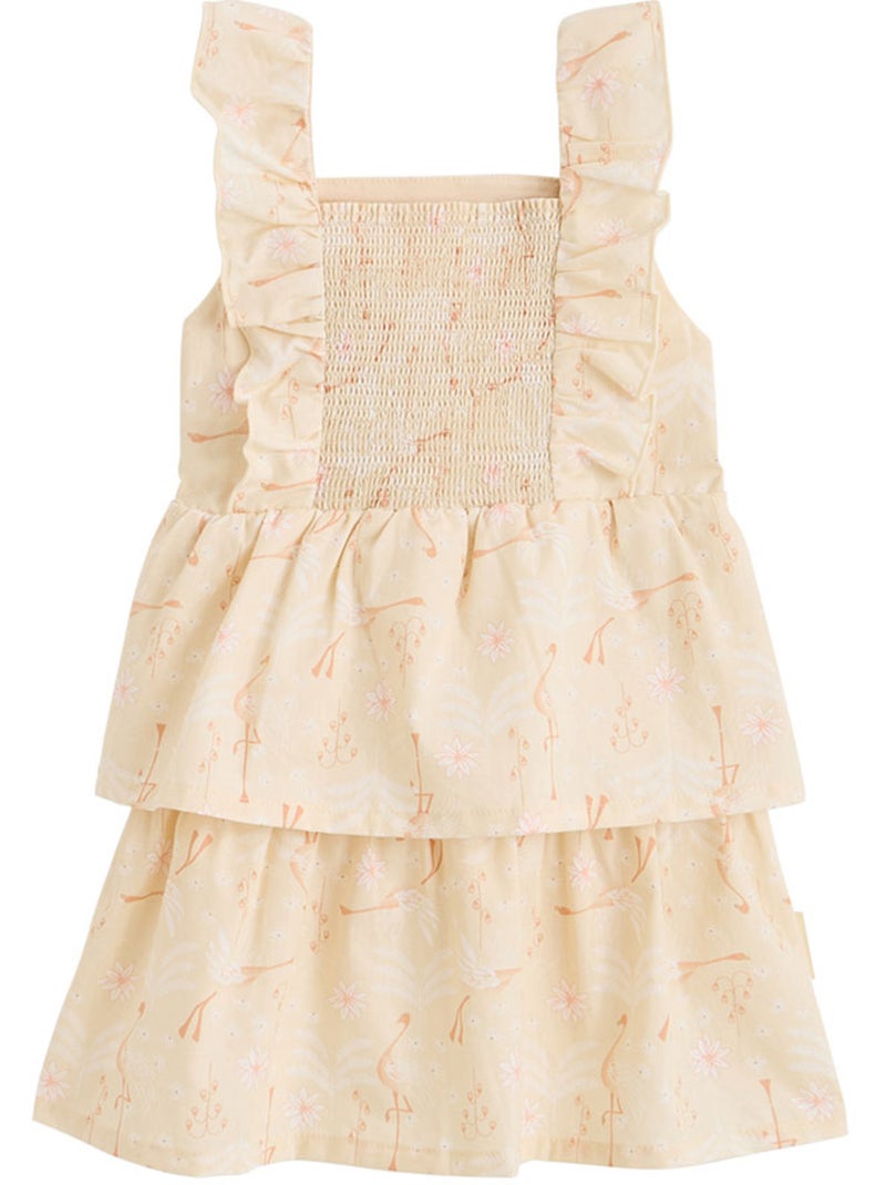 Robe enfant en popeline Poésie d'été Beige - Kiabi