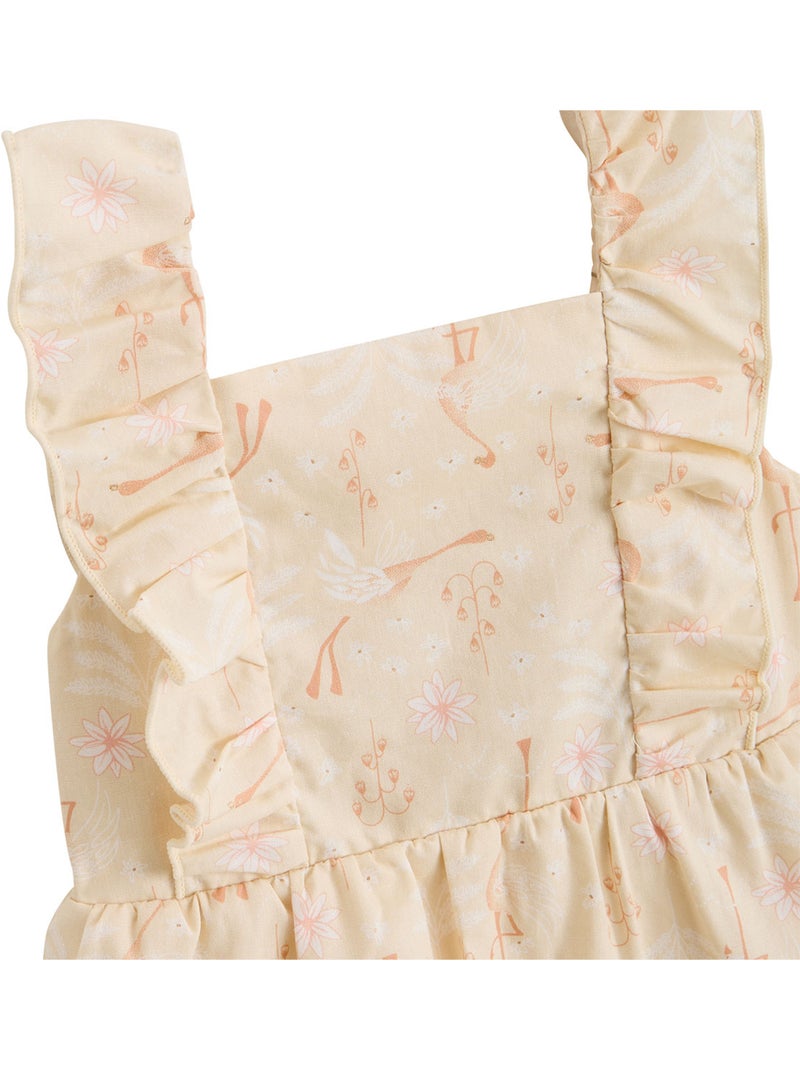 Robe enfant en popeline Poésie d'été Beige - Kiabi