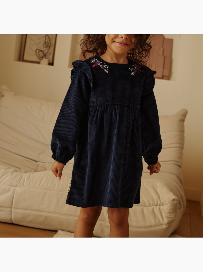Robe enfant en velours côtelé ilana Bleu - Kiabi