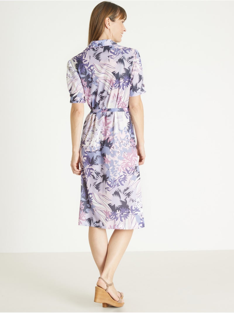 Robe entièrement boutonnée maille fluide - DAXON Bleu Multicolore - Kiabi