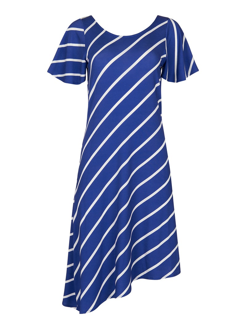 Robe estivale asymétrique manches courtes Rhodes Bleu - Kiabi