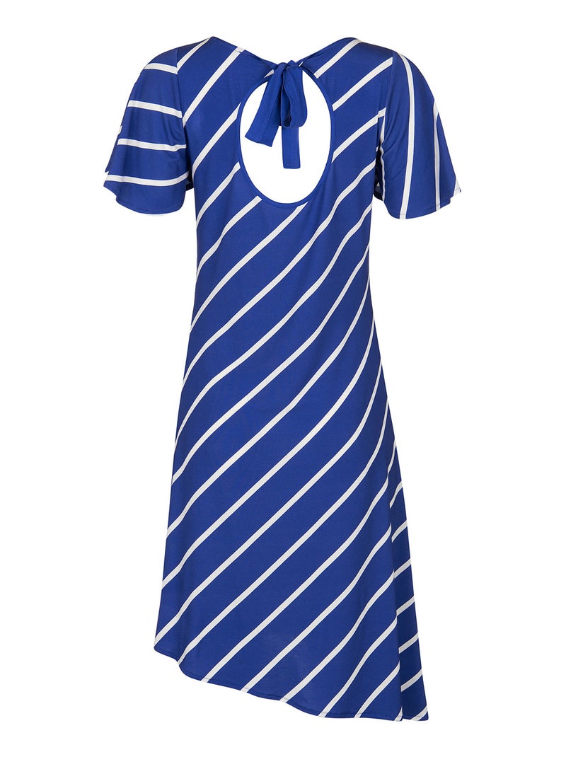 Robe estivale asymétrique manches courtes Rhodes Bleu - Kiabi