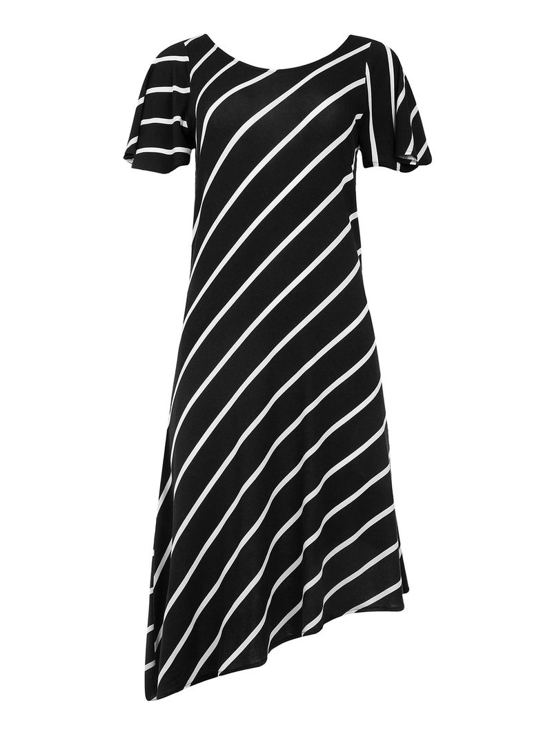 Robe estivale asymétrique manches courtes Rhodes Noir - Kiabi